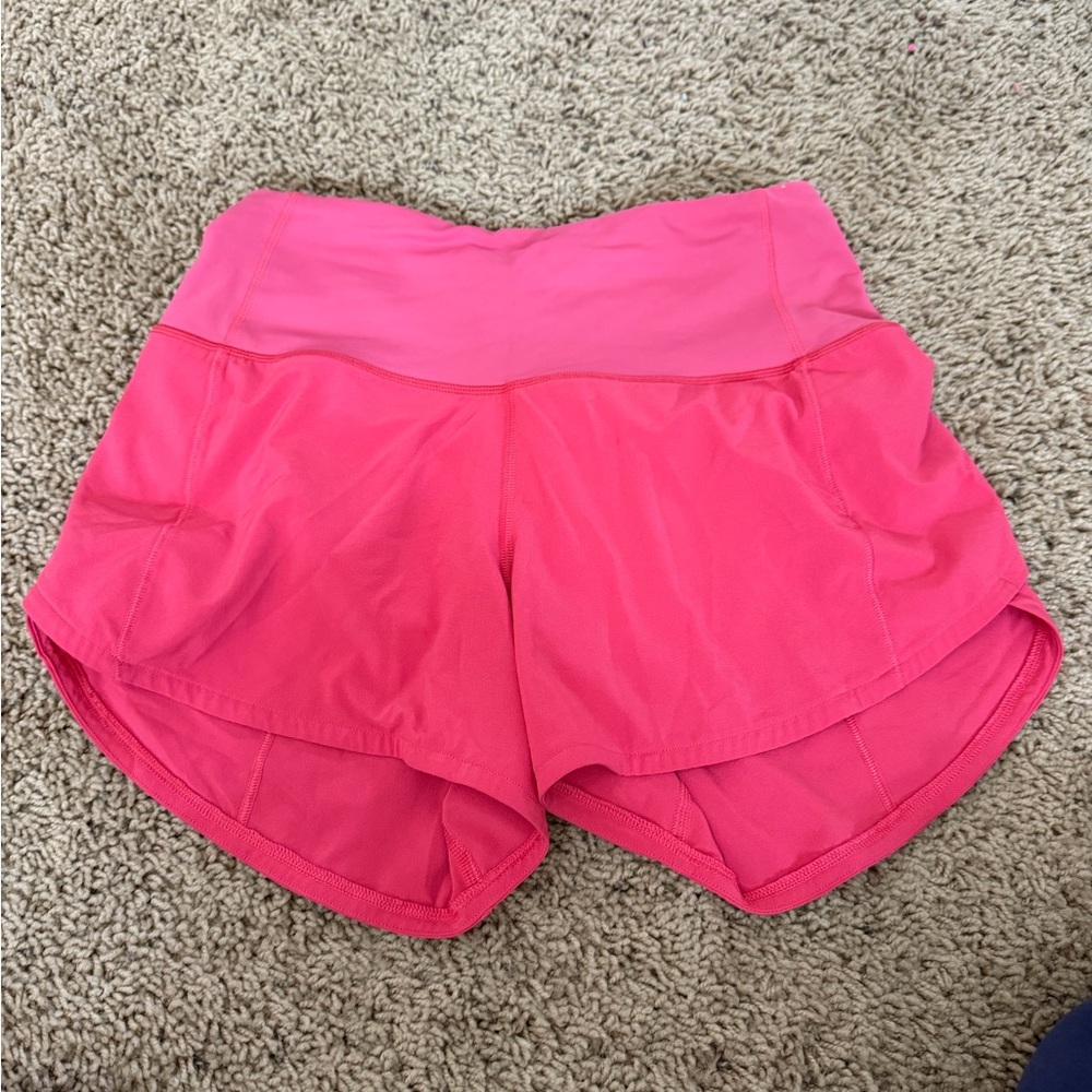 Lululemon Athletica Speed Ups Lined 4” Shorts Dark Prism Pink